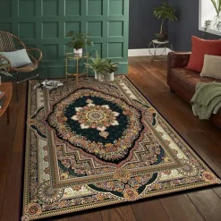 Area Rug Carpet Exotic Ethnic Style Floor Mat American Persian Multicolored Flowers in Retro Style Living Room Hotel Homestay Home Bedroom Full Carpet