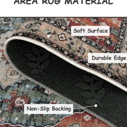 Area Rug Carpet Exotic Ethnic Style Floor Mat American Persian Multicolored Flowers in Retro Style Living Room Hotel Homestay Home Bedroom Full Carpet