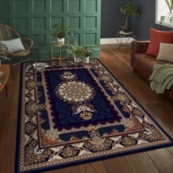 Area Rug Carpet Exotic Ethnic Style Floor Mat American Persian Multicolored Flowers in Retro Style Living Room Hotel Homestay Home Bedroom Full Carpet