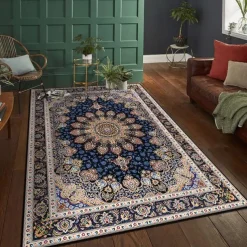Area Rug Carpet Exotic Ethnic Style Floor Mat American Persian Multicolored Flowers in Retro Style Living Room Hotel Homestay Home Bedroom Full Carpet