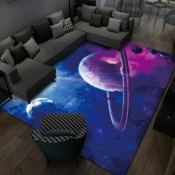Area Rug Educational Outer Space Universe Planet Floor Rugs Living Room Home Decor, Carpets Area Mats for Kids Boys Girls Bedroom