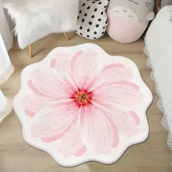 Area Rugs Flower Shaped Rugs Simple 3D Big Flower Carpet Washable Floor Mats