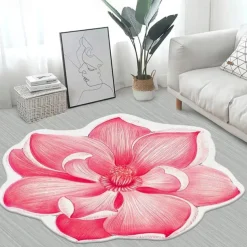 Area Rugs Flower Shaped Rugs Simple 3D Big Flower Carpet Washable Floor Mats