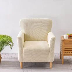 Armchair Cover Slipcover T-shaped Jacquard Corn Fleece Tub Chair for Living Room Bedroom Office Elastic Single Sofa Covers Home Bar Counter