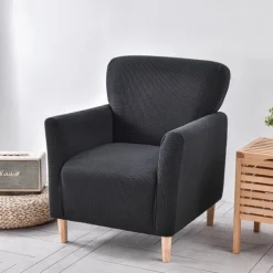 Armchair Cover Slipcover T-shaped Jacquard Corn Fleece Tub Chair for Living Room Bedroom Office Elastic Single Sofa Covers Home Bar Counter