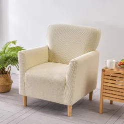 Armchair Cover Slipcover T-shaped Jacquard Corn Fleece Tub Chair for Living Room Bedroom Office Elastic Single Sofa Covers Home Bar Counter