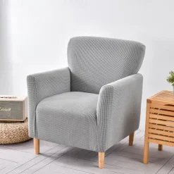 Armchair Cover Slipcover T-shaped Jacquard Corn Fleece Tub Chair for Living Room Bedroom Office Elastic Single Sofa Covers Home Bar Counter