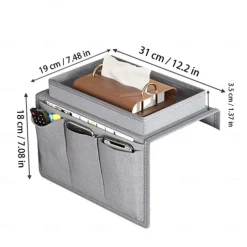 Armrest Organizer with Cup Holder, Tray, and Remote Control Holder for Recliner Sofa Armrests - Fits Couch Armrests, Chair Arms, Bedside - Storage Pouch for Phone, Tablet, Books, Magazines, Drink Holder