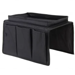 Armrest Organizer with Cup Holder, Tray, and Remote Control Holder for Recliner Sofa Armrests - Fits Couch Armrests, Chair Arms, Bedside - Storage Pouch for Phone, Tablet, Books, Magazines, Drink Holder