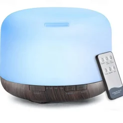 Aromatherapy Essential Oil Home Diffuser with Remote Control, 300ML Large Room Cool Mist Air Humidifier, 8 Hours Quiet Operation, Timer, 7 Colors LED Night Night, Suitable Home, Yoga