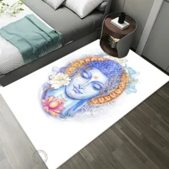 Art Buddha Boho Area Rug Non Slip Floor Mat Bedside Livingroom Bedroom Indoor Outdoor