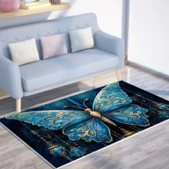 Art Butterfly Area Rug Kitchen Mat Non-Slip Oil Proof Floor Mat Livingroom Rug Indoor Outdoor Mat Bedroom Decor Bathroom Mat Entrance Rug Door Mat