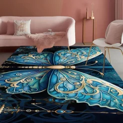 Art Butterfly Area Rug Kitchen Mat Non-Slip Oil Proof Floor Mat Livingroom Rug Indoor Outdoor Mat Bedroom Decor Bathroom Mat Entrance Rug Door Mat