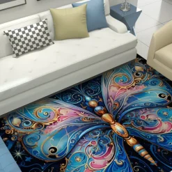 Art Butterfly Area Rug Kitchen Mat Non-Slip Oil Proof Floor Mat Livingroom Rug Indoor Outdoor Mat Bedroom Decor Bathroom Mat Entrance Rug Door Mat
