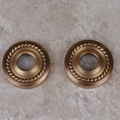 Art Deco Antique Brass Sprinkle Sink Faucets, Wall Mount Two Handles Two Holes Kitchen Faucet with Hot and Cold Water Switch