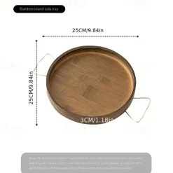 Art Deco Bamboo Sofa Arm Tray Table, Portable Folding Clip-On Side Table, Metal Frame, No Electricity Needed, Brown Bamboo Drink Shelf for Couch and Console Tables