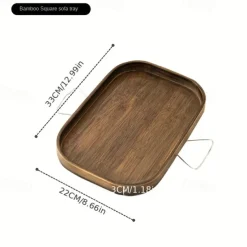 Art Deco Bamboo Sofa Arm Tray Table, Portable Folding Clip-On Side Table, Metal Frame, No Electricity Needed, Brown Bamboo Drink Shelf for Couch and Console Tables