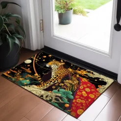 Art Deco Leopard Doormat Non-Slip Oil Proof Rug Indoor Outdoor Mat Bedroom Decor Bathroom Mat Entrance Rug Door Mat