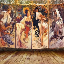 Art Nouveau Lady Hanging Tapestry Victoria Wall Art Decor Photograph Backdrop Blanket Curtain Home Bedroom Living Room Decoration