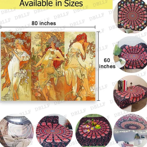 Art Nouveau Lady Hanging Tapestry Victoria Wall Art Decor Photograph Backdrop Blanket Curtain Home Bedroom Living Room Decoration