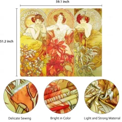 Art Nouveau Lady Hanging Tapestry Victoria Wall Art Decor Photograph Backdrop Blanket Curtain Home Bedroom Living Room Decoration