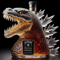 Art Statue, 330ML Whiskey Decanter Bottle Glass, Walking Dinosaur Monster Statue, Dinosaur Monster Whiskey Decanter, for Father and Boyfriend