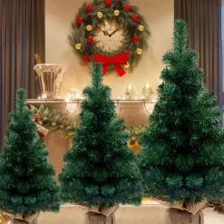 Artificial Christmas Tree, Green Christmas Tree Table Decorations for Indoor Furniture, Office, Cabinets, Fireplaces, Christmas Parties