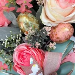 Artificial Easter Wreath Rabbit Wreath with Pastel Eggs and Mixed Twigs Spring Wreath for Front Door Bunny Wreath for Easter Decorations