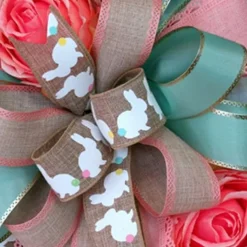 Artificial Easter Wreath Rabbit Wreath with Pastel Eggs and Mixed Twigs Spring Wreath for Front Door Bunny Wreath for Easter Decorations