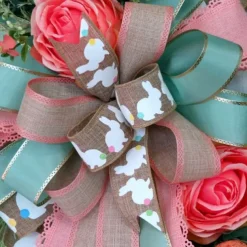 Artificial Easter Wreath Rabbit Wreath with Pastel Eggs and Mixed Twigs Spring Wreath for Front Door Bunny Wreath for Easter Decorations