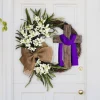 Artificial Easter Wreath, Easter Decoration, Cross Wreath, Decoration for Hanging Door Wreath, Cross Easter Wreath for Hanging as Spring Decoration