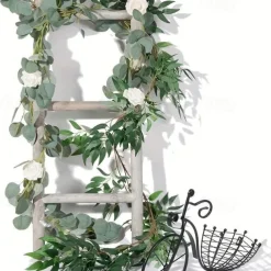 Artificial Eucalyptus Garland Plant, Faux Hanging Eucalyptus Vines Leaves Greenery, Premium Oxidation Resistance Artificial Flower, Wall Decor, Yard Decoration, Yard Supplies, Party Decor, Holiday Supplies, Holiday Arrangement, Garden Decor