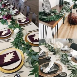 Artificial Eucalyptus Garland Plant, Faux Hanging Eucalyptus Vines Leaves Greenery, Premium Oxidation Resistance Artificial Flower, Wall Decor, Yard Decoration, Yard Supplies, Party Decor, Holiday Supplies, Holiday Arrangement, Garden Decor