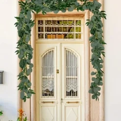 Artificial Eucalyptus Garland Plant, Faux Hanging Eucalyptus Vines Leaves Greenery, Premium Oxidation Resistance Artificial Flower, Wall Decor, Yard Decoration, Yard Supplies, Party Decor, Holiday Supplies, Holiday Arrangement, Garden Decor