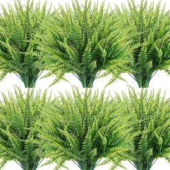 Artificial Ferns for Home Outdoors 5pcs Artificial Outdoor Plants Fake Fern Faux Boston Fern Greenery UV Resistant Plastic Plant Wedding Decoration
