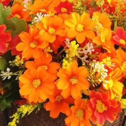 Artificial Hanging Flowers in Basket - Outdoor/Indoor Patio Lawn Garden Decor, Daisy Basket with 12-Inch Coconut Lining Chain Flowerpot