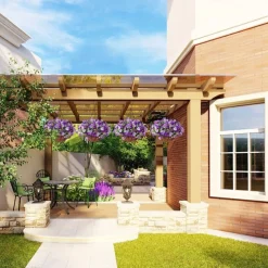 Artificial Hanging Flowers in Basket - Outdoor/Indoor Patio Lawn Garden Decor, Daisy Basket with 12-Inch Coconut Lining Chain Flowerpot