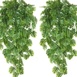 Artificial Hanging Vines, Fake Monstera Leafs Vine Jungle Leaf Plants Tropical Leaves Rattan For Houseplants Indoor Home Kitchen Garden Outdoor Wall, Wedding Decoration