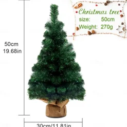 Artificial Mini Christmas Tree, Miniature Artificial Holiday Christmas Pine Tree with Cloth Bag Base for Home Office Christmas Party Desktop Tabletop Ornaments Decoration