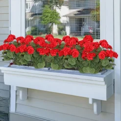 Artificial Red Geranium Silk Flowers Outdoor Plant Bush 2 Bundles Faux Flowers Geraniums for Outdoors Floral Home Decor Indoor Garden Patio Vase Grave Cemetary Table Centerpieces Decor