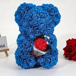 Artificial Rose Bear Flower Arrangement Mother's Day Gift- Foam Roses with Container for Mother's Day, Anniversary, Wedding, Birthday
