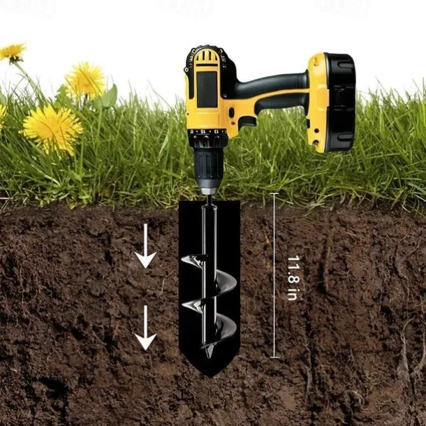 Auger Drill Bit Garden Spiral Hole Drill,Easy Planter Bulb & Bedding Plant Augers -Earth Auger Bit Post Or Umbrella Hole Digger For 3/8" Hex Drive Drill
