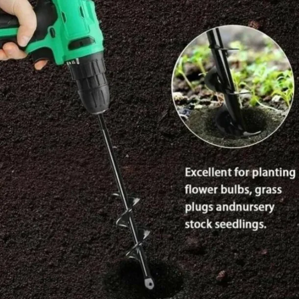 Auger Drill Bit Garden Spiral Hole Drill,Easy Planter Bulb & Bedding Plant Augers -Earth Auger Bit Post Or Umbrella Hole Digger For 3/8" Hex Drive Drill