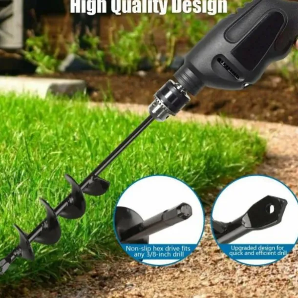 Auger Drill Bit Garden Spiral Hole Drill,Easy Planter Bulb & Bedding Plant Augers -Earth Auger Bit Post Or Umbrella Hole Digger For 3/8" Hex Drive Drill