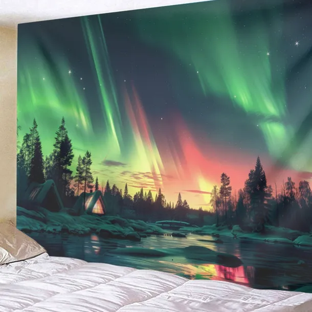 Aurora Northern Lights Hanging Tapestry Wall Art Large Tapestry Mural Decor Photograph Backdrop Blanket Curtain Home Bedroom Living Room Decoration