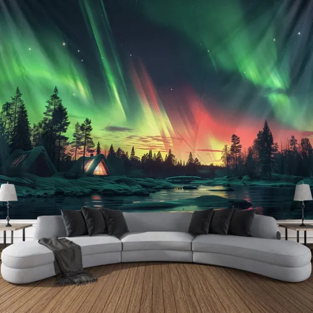 Aurora Northern Lights Hanging Tapestry Wall Art Large Tapestry Mural Decor Photograph Backdrop Blanket Curtain Home Bedroom Living Room Decoration