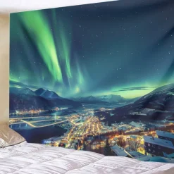 Aurora Northern Lights Hanging Tapestry Wall Art Large Tapestry Mural Decor Photograph Backdrop Blanket Curtain Home Bedroom Living Room Decoration