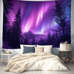 Aurora Northern Lights Hanging Tapestry Wall Art Large Tapestry Mural Decor Photograph Backdrop Blanket Curtain Home Bedroom Living Room Decoration
