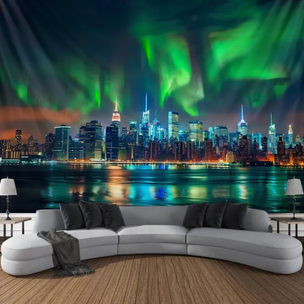 Aurora Northern Lights Hanging Tapestry Wall Art Large Tapestry Mural Decor Photograph Backdrop Blanket Curtain Home Bedroom Living Room Decoration