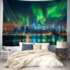 Aurora Northern Lights Hanging Tapestry Wall Art Large Tapestry Mural Decor Photograph Backdrop Blanket Curtain Home Bedroom Living Room Decoration
